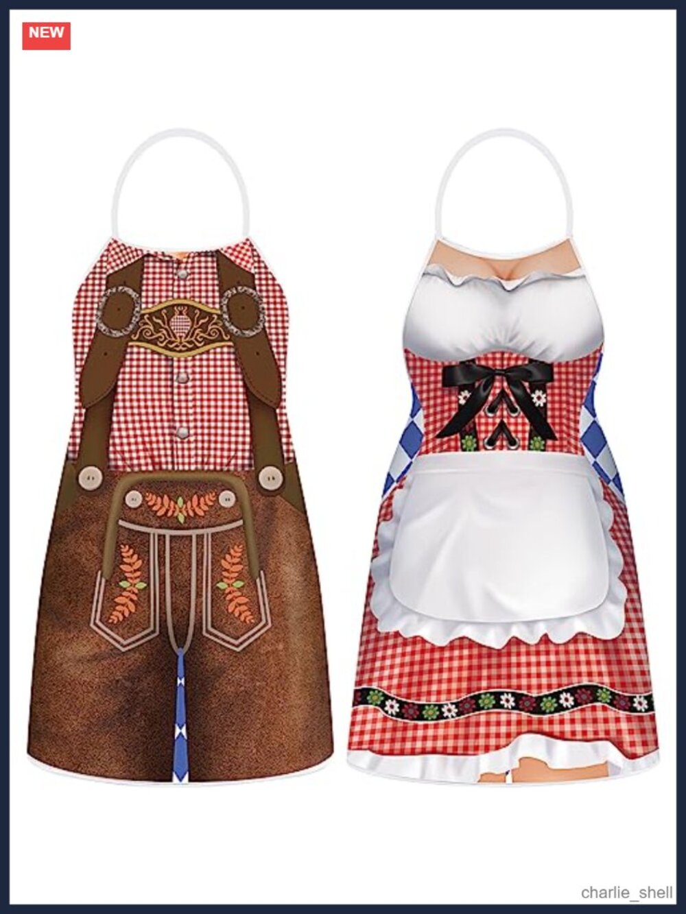 2 Pcs Oktoberfest Aprons German Costume for Couples Polyester Adjustable Waist